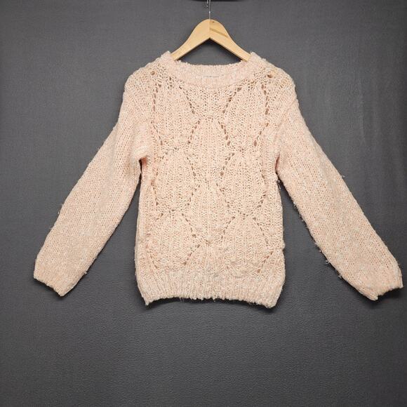 Vintage Just Cristina Sweater Womens Small Pink Hand Knit Textured Boucle 80s - Picture 1 of 15